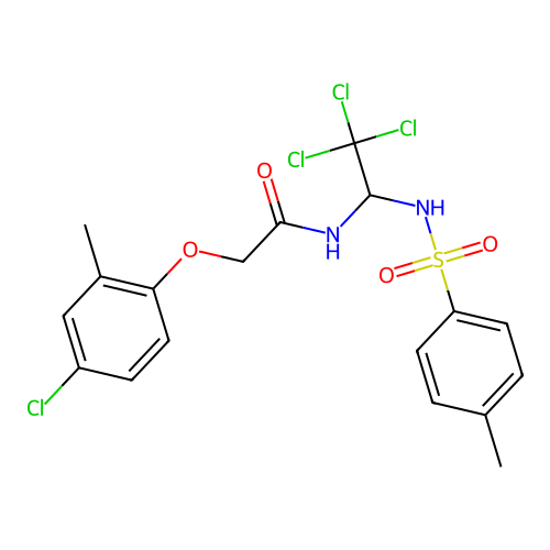 2-(4-chloro-2-methylphenoxy)-N-(2,2,2-trichloro-1-(4-methylphenylsulfonamido)ethyl)acetamide structure