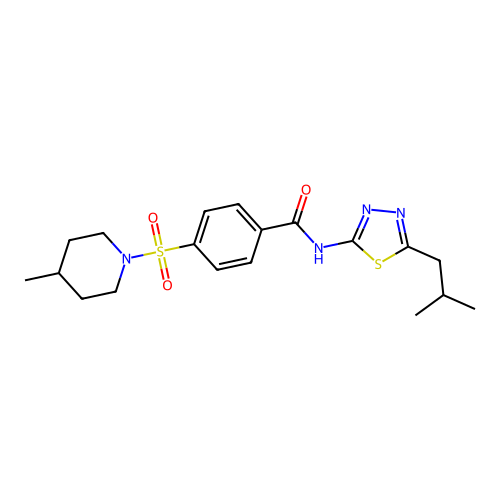4-(4-methylpiperidin-1-yl)sulfonyl-N-[5-(2-methylpropyl)-1,3,4-thiadiazol-2-yl]benzamide structure