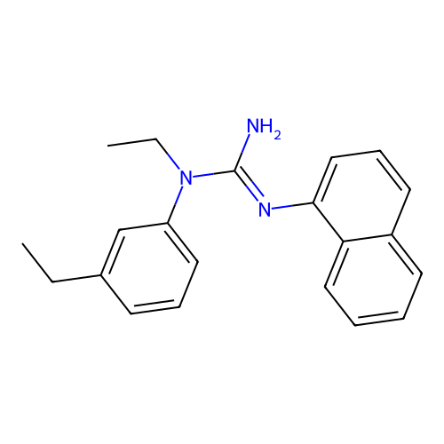 N-(1-naphthyl)-N'-(m-ethylphenyl)-N'-ethylguanidine structure