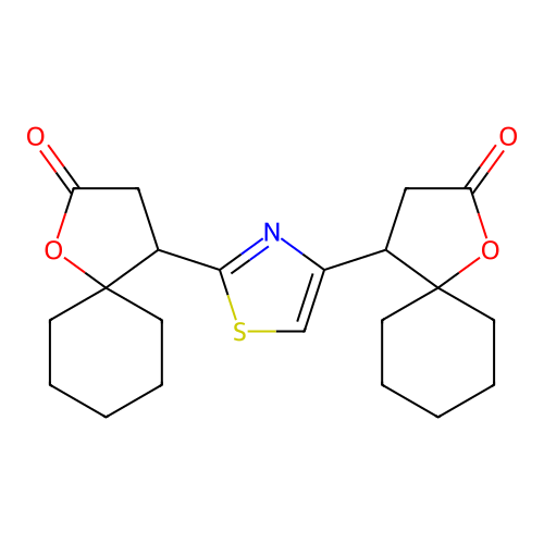 4,4'-(1,3-Thiazole-2,4-diyl)bis(1-oxaspiro[4.5]decan-2-one) structure