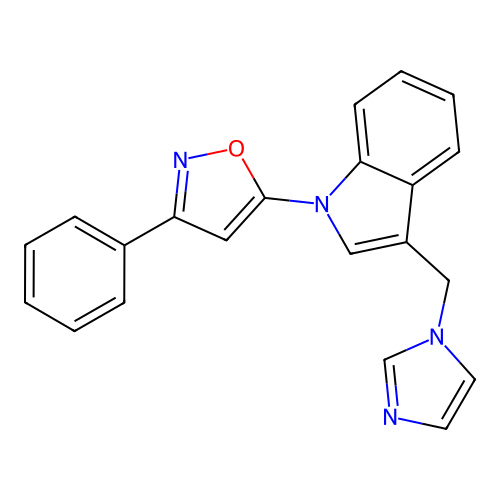 5-(3-((1H-imidazol-1-yl)methyl)-1H-indol-1-yl)-3-phenylisoxazole structure