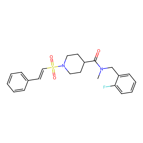 N-[(2-fluorophenyl)methyl]-N-methyl-1-[(E)-2-phenylethenyl]sulfonylpiperidine-4-carboxamide structure