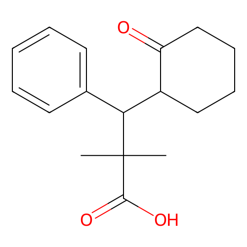 2,2-Dimethyl-3-(2-oxocyclohexyl)-3-phenylpropanoic acid structure