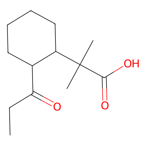 2-Methyl-2-(2-propanoylcyclohexyl)propanoic acid structure
