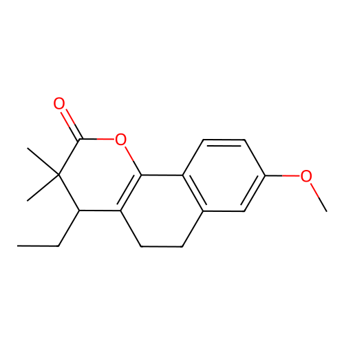 4-ethyl-8-methoxy-3,3-dimethyl-5,6-dihydro-4H-benzo[h]chromen-2-one structure