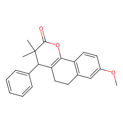 8-methoxy-3,3-dimethyl-4-phenyl-5,6-dihydro-4H-benzo[h]chromen-2-one structure