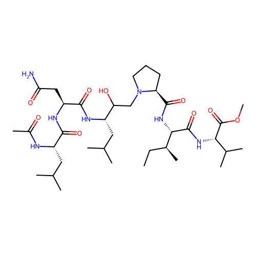 L-Valine, N-[N-[1-[3-[[N2-(N-acetyl-L-leucyl)-L-asparaginyl]amino]-2-hydroxy-5-methylhexyl]-L-prolyl]-L-isoleucyl]-, methyl ester structure