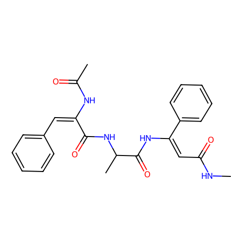 Acetyl dehydrophenylalanyl-alanyl-N-methyldehydrophenylalaninamide structure