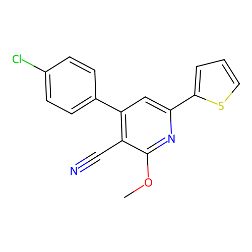 4-(4-Chlorophenyl)-2-methoxy-6-(thiophen-2-yl)pyridine-3-carbonitrile structure