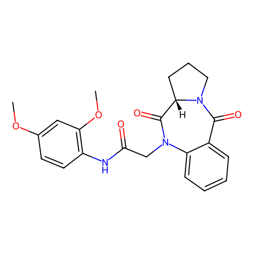 (S)-N-(2,4-dimethoxyphenyl)-2-(5,11-dioxo-2,3,11,11a-tetrahydro-1H-benzo[e]pyrrolo[1,2-a][1,4]diazepin-10(5H)-yl)acetamide structure