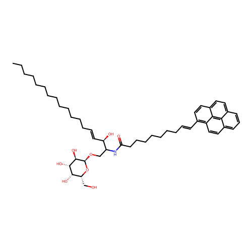 1-O-Galactopyranosyl-N-(10-(1-pyrene-9-enedecanoyl)sphingosine) structure