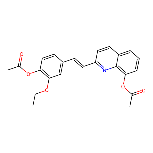 2-{(E)-2-[4-(acetyloxy)-3-ethoxyphenyl]ethenyl}quinolin-8-yl acetate structure