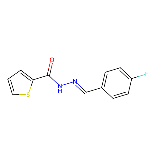 N'-(4-fluorobenzylidene)-2-thiophenecarbohydrazide structure
