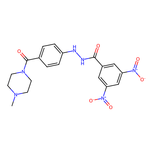 Benzoic acid, 3,5-dinitro-, 2-(4-((4-methyl-1-piperazinyl)carbonyl)phenyl)hydrazide structure