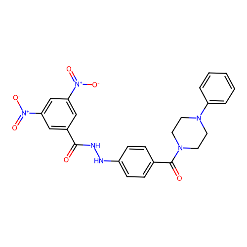 Benzoic acid, 3,5-dinitro-, 2-(4-((4-phenyl-1-piperazinyl)carbonyl)phenyl)hydrazide structure