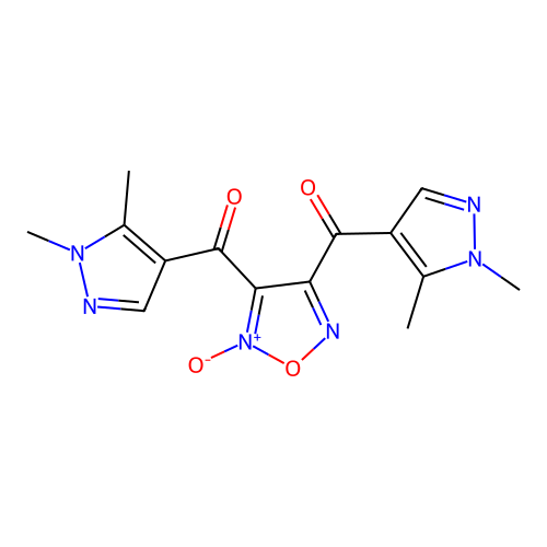 [4-(1,5-dimethylpyrazole-4-carbonyl)-5-oxido-1,2,5-oxadiazol-5-ium-3-yl]-(1,5-dimethylpyrazol-4-yl)methanone structure