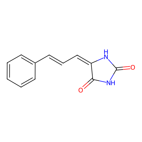 (5E)-5-[(E)-3-phenylprop-2-enylidene]imidazolidine-2,4-dione structure