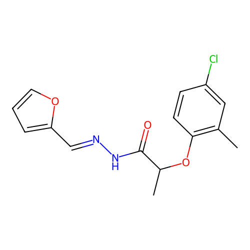 2-(4-chloro-2-methylphenoxy)-N'-[(E)-furan-2-ylmethylidene]propanehydrazide structure