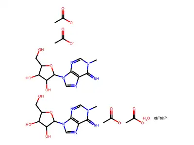 tetrakis(mu-aceto)-bis(1-methyladenosine)dirhodium (II) structure