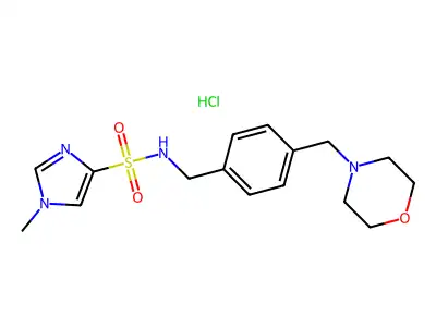 1H-Imidazole-4-sulfonamide, 1-methyl-N-((4-(4-morpholinylmethyl)phenyl)methyl)-, monohydrochloride structure