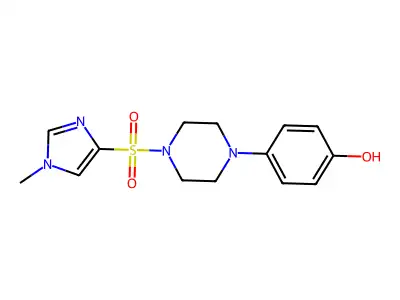 Piperazine, 1-(4-hydroxyphenyl)-4-((1-methyl-1H-imidazol-4-yl)sulfonyl)- structure