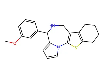 4H-(1)Benzothieno(3,2-f)pyrrolo(1,2-a)(1,4)diazepine, 5,6,7,8,9,10-hexahydro-4-(3-methoxyphenyl)- structure