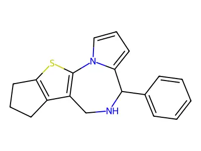 5,6,8,9-Tetrahydro-4-phenyl-4H,7H-cyclopenta(4,5)thieno(3,2-f)pyrrolo(1,2-a)(1,4)diazepine structure