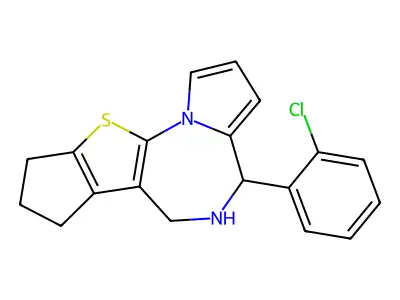 4H,7H-Cyclopenta(4,5)thieno(3,2-f)pyrrolo(1,2-a)(1,4)diazepine, 5,6,8,9-tetrahydro-4-(2-chlorophenyl)- structure