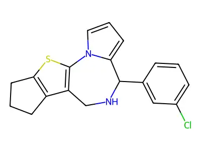 4H,7H-Cyclopenta(4,5)thieno(3,2-f)pyrrolo(1,2-a)(1,4)diazepine, 5,6,8,9-tetrahydro-4-(3-chlorophenyl)- structure