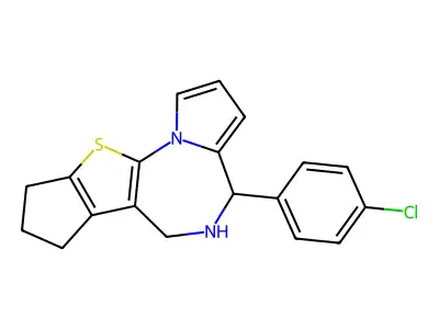 4H,7H-Cyclopenta(4,5)thieno(3,2-f)pyrrolo(1,2-a)(1,4)diazepine, 5,6,8,9-tetrahydro-4-(4-chlorophenyl)- structure