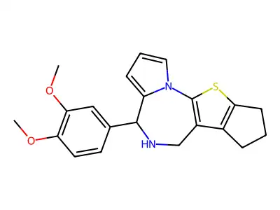 4H,7H-Cyclopenta(4,5)thieno(3,2-f)pyrrolo(1,2-a)(1,4)diazepine, 5,6,8,9-tetrahydro-4-(3,4-dimethoxyphenyl)- structure
