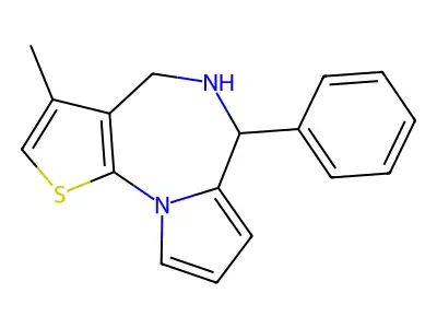 4H-Pyrrolo(1,2-a)thieno(3,2-f)(1,4)diazepine, 5,6-dihydro-3-methyl-6-phenyl- structure