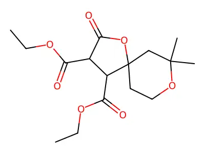 Diethyl 7,7-dimethyl-2-oxo-1,8-dioxaspiro[4.5]decane-3,4-dicarboxylate structure