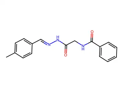 N-[2-[2-[(4-methylphenyl)methylidene]hydrazinyl]-2-oxoethyl]benzamide structure