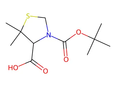 Boc-(R)-5,5-dimethyl-1,3-thiazolidine-4-carboxylic acid structure