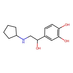 Benzyl alcohol, alpha-((cyclopentylamino)methyl)-3,4-dihydroxy- structure