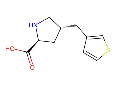(2S,4R)-4-(thiophen-3-ylmethyl)pyrrolidine-2-carboxylic acid structure