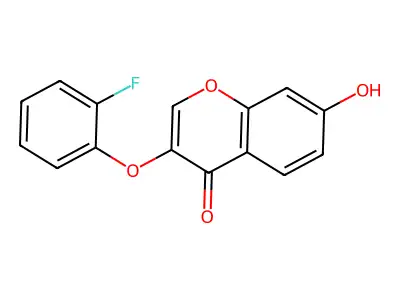 4H-1-Benzopyran-4-one, 3-(2-fluorophenoxy)-7-hydroxy- structure