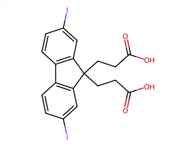 9H-Fluorene-9,9-dipropanoic acid, 2,7-diiodo- structure