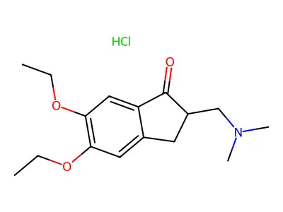 5,6-Diethoxy-2-((dimethylamino)methyl)-2,3-dihydro-1H-inden-1-one hydrochloride structure