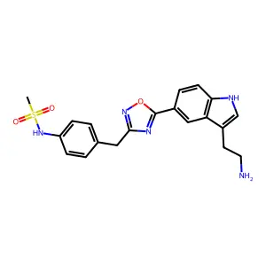 N-[4-[[5-[3-(2-aminoethyl)-1H-indol-5-yl]-1,2,4-oxadiazol-3-yl]methyl]phenyl]methanesulfonamide structure