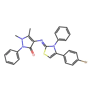 (Z)-4-((4-(4-bromophenyl)-3-phenylthiazol-2(3H)-ylidene)amino)-1,5-dimethyl-2-phenyl-1H-pyrazol-3(2H)-one structure