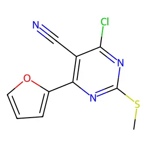 4-Chloro-6-(2-furyl)-2-methylsulfanylpyrimidine-5-carbonitrile structure
