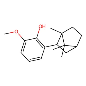 Phenol, 2-methoxy-6-((1R,2S,4S)-1,7,7-trimethylbicyclo(2.2.1)hept-2-yl)-, rel- structure