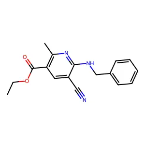 Ethyl 5-cyano-2-methyl-6-[(phenylmethyl)amino]-3-pyridinecarboxylate structure