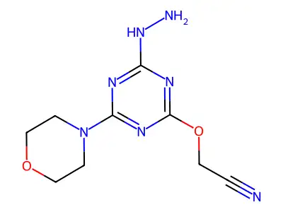 Acetonitrile, ((4-hydrazino-6-(4-morpholinyl)-1,3,5-triazin-2-yl)oxy)- structure
