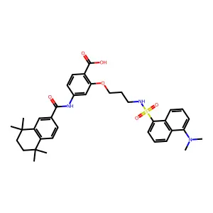 2-(3-(5-Dimethylaminonaphthalene-1-sulfonyl)aminopropyl-1-oxyl)-4-((5,6,7,8-tetrahydro-5,5,8,8-tetramethyl-2-naphthalenyl)carboxamido)benzoic acid structure