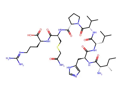 Isoleucyl-histidyl-leucyl-valyl-prolyl-carboxyamidomethylcysteinyl-arginine structure