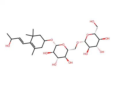 (2R,3S,4S,5R,6R)-2-(hydroxymethyl)-6-[[(2R,3S,4S,5R,6R)-3,4,5-trihydroxy-6-[4-(3-hydroxybut-1-enyl)-3,5,5-trimethylcyclohex-3-en-1-yl]oxyoxan-2-yl]methoxy]oxane-3,4,5-triol structure