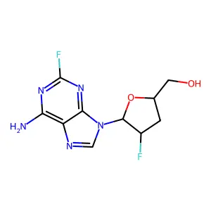 2-Fluoro-9-(2,3-dideoxy-2-fluoro-beta-D-arabinofuranosyl)-9H-purin-6-amine structure